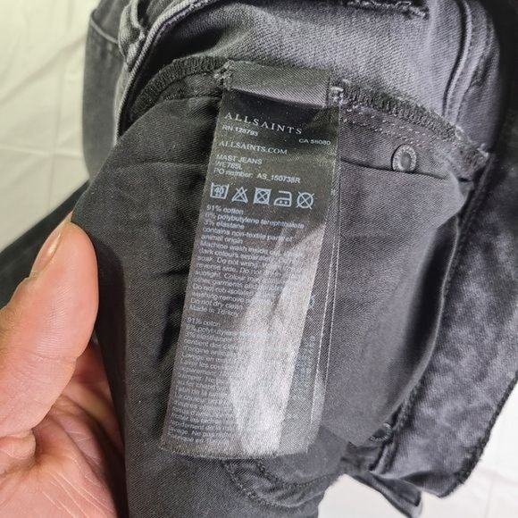 SOLD All Saints Dark Grey Skinny Jeans Sz 26 - Picture 11 of 11